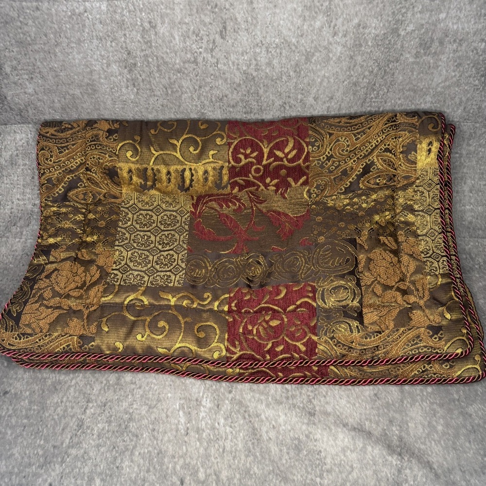 2 Croscill Galleria Patchwork Red Brown Gold Tuscan Standard Pillow Shams 21x27
